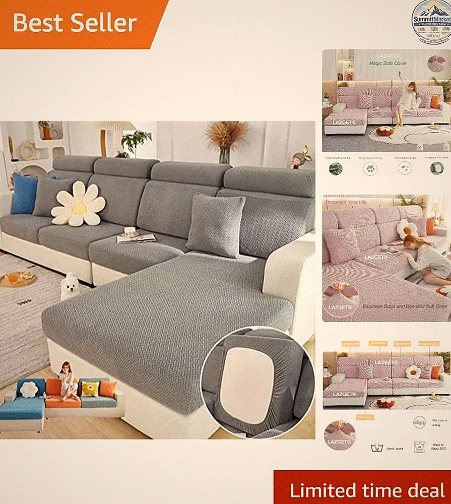 Sofa Covers Stretch Washable Dark Grey Universal Fit for Sectional Sofa