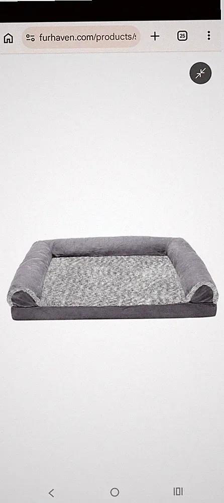 Sofa Dog Bed - Two-Tone Faux Fur & Suede Gray