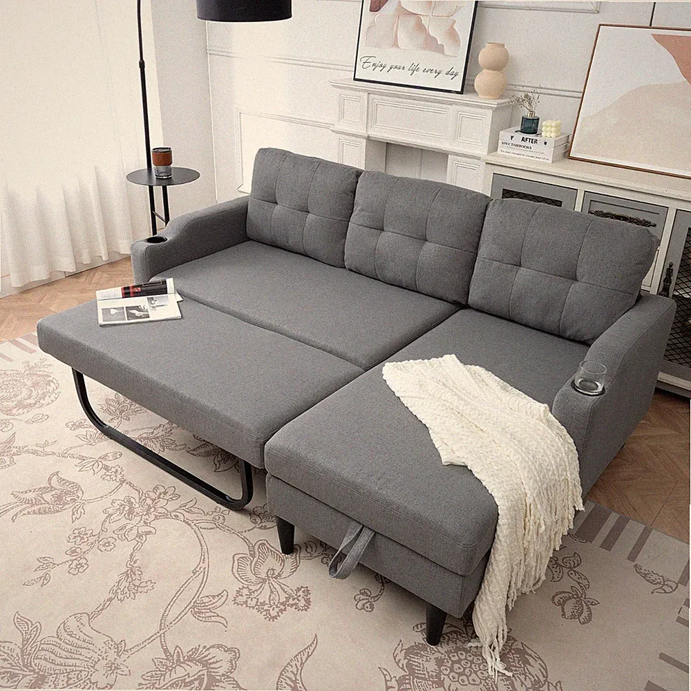 Sofa Living Room Couch Modern Loveseat Sectional Convertible with Bed and Storag