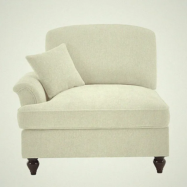 Sofa LSF Chenille W/1 Pillow -Beige White