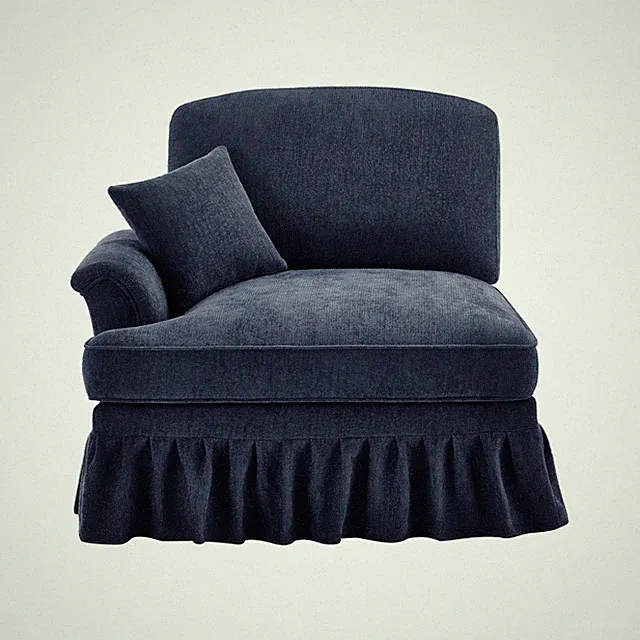 Sofa LSF Chenille W/1 Pillow -Blue