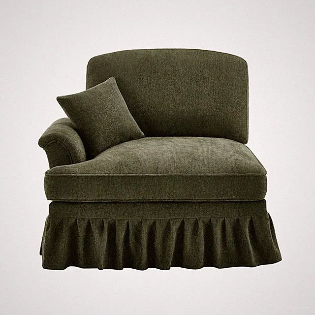 Sofa LSF Chenille W/1 Pillow -Green