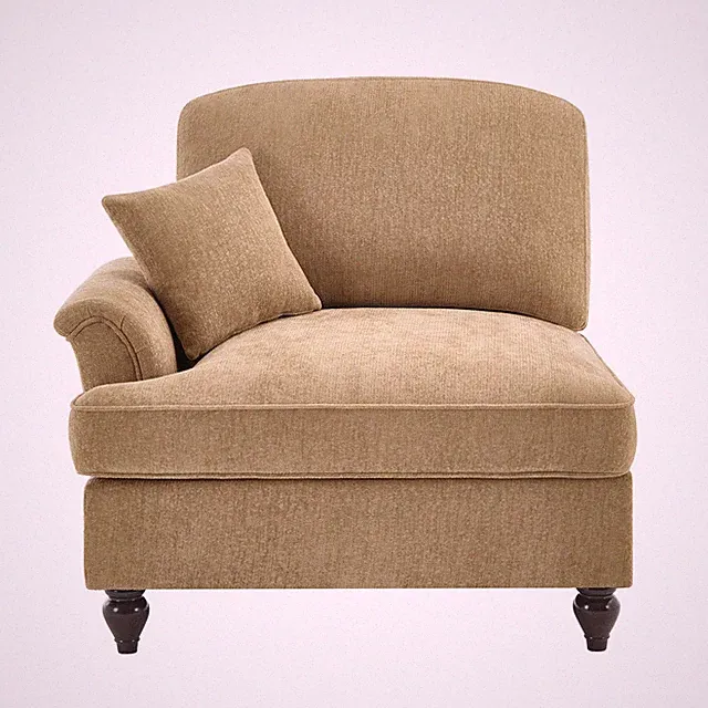 Sofa LSF Chenille W/1 Pillow -Light Coffee