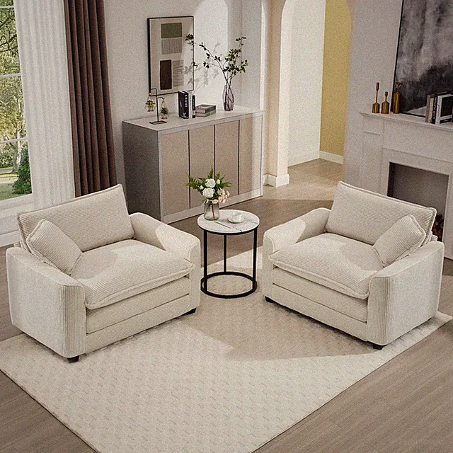 Sofa Luxurious and Sophisticated Deep Seated Set with Two Single Sofas