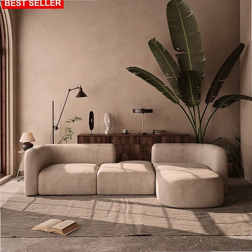 Sofa Modern Sectional 4 Seater Velvet L-shape Couch Living Room Furniture