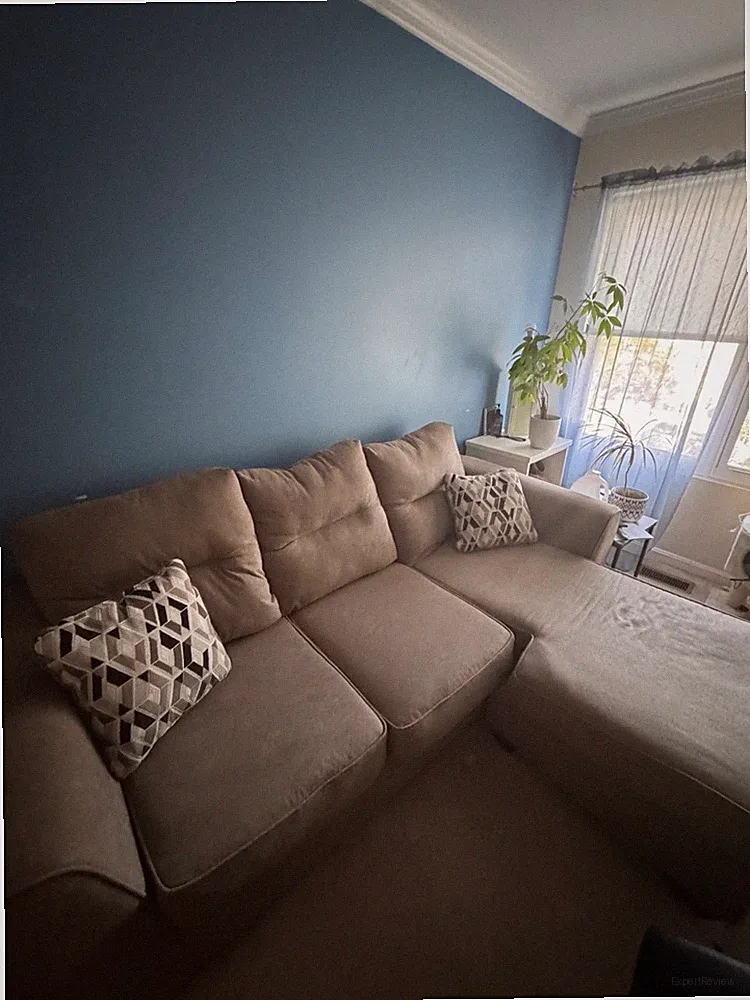 sofa reversible sectional/lounger: taupe/biege in color used great condition
