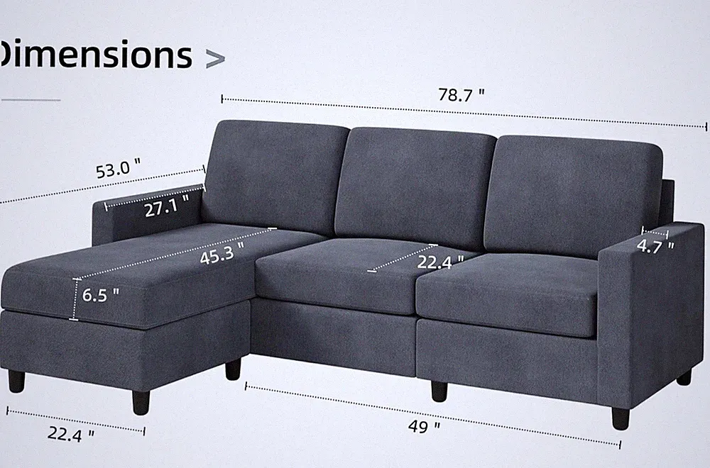 Sofa, Sectional L Shape, Convertible Sofa