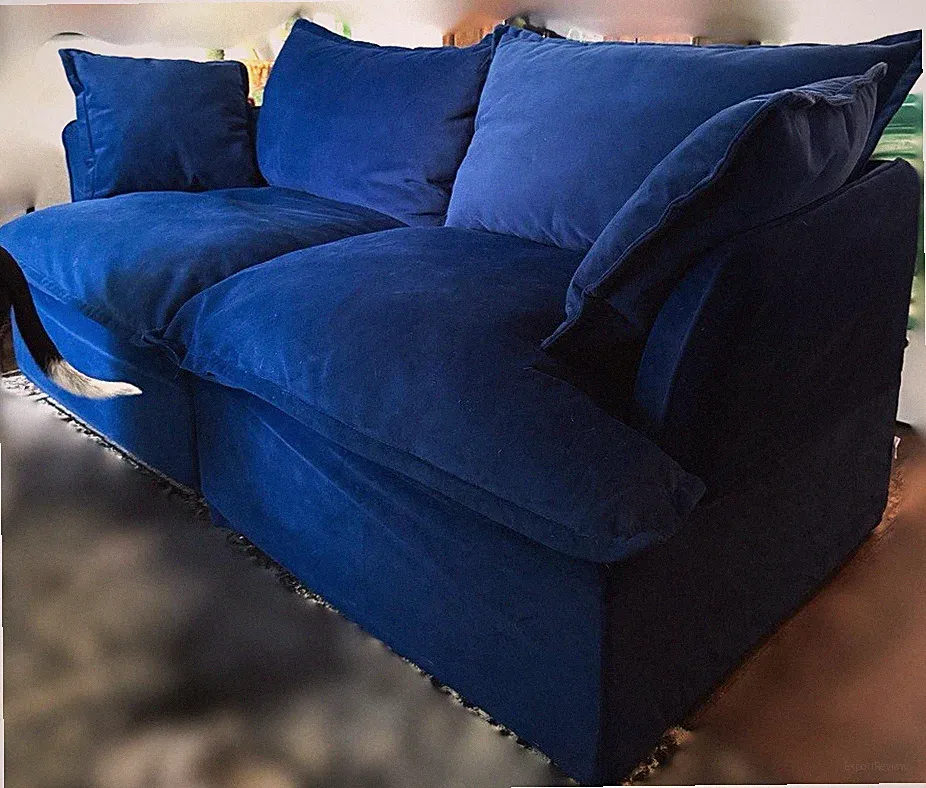 Sofa Sectional Loveseat - Blue Velvet - Deep Cloud Couch