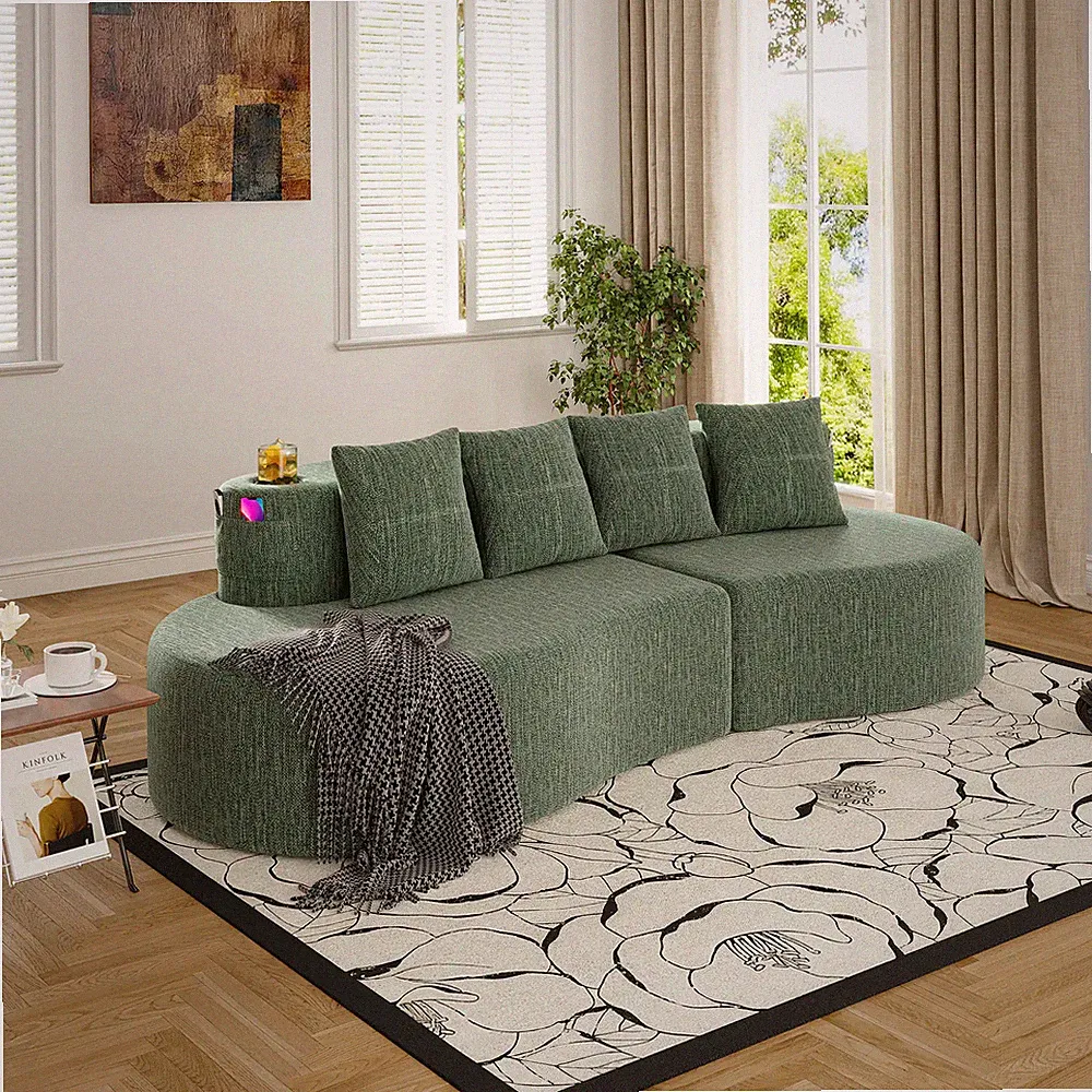 Sofa Sectional Minimalist Modular Curved Moon Compressed Half Seat