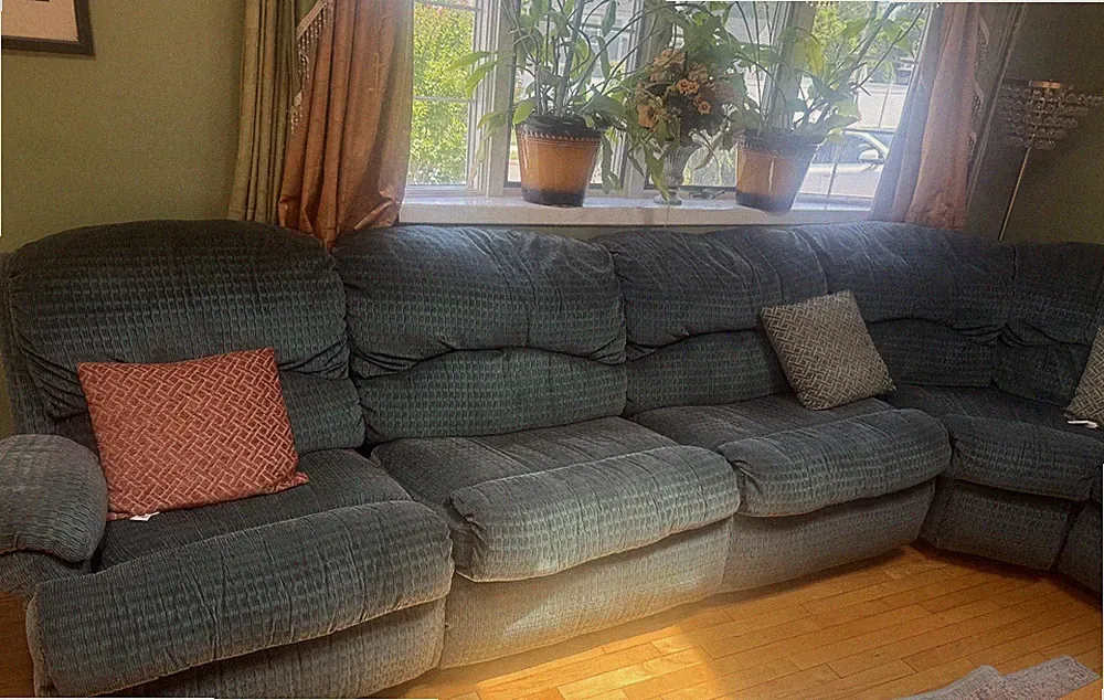 sofa set living room with sofa bed and reclining chair - used