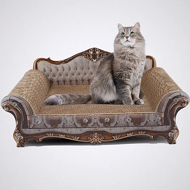 Sofa Shaped Scratching Couch,Thick Scratching Cardboard, Lounge Bed for Indoo...