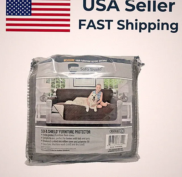 Sofa Shield Diamond Quilted Microfiber Furniture Protector Chocolate / Beige