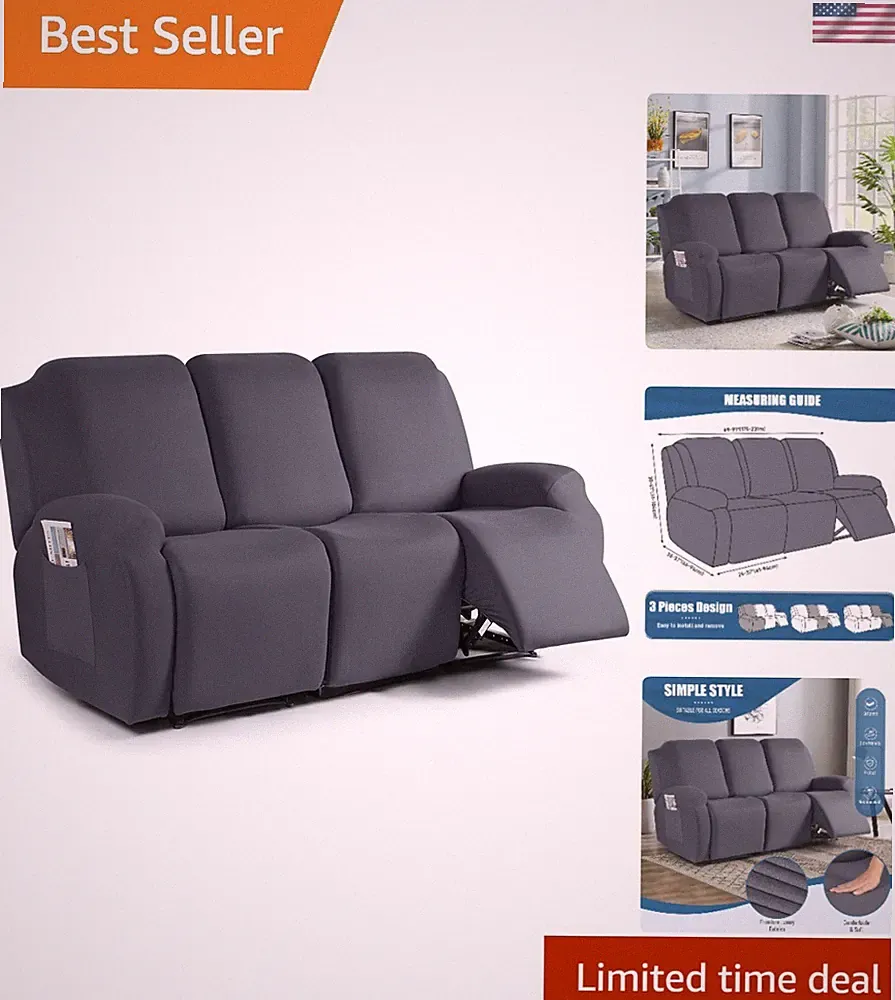 Sofa Slipcover 3 Piece Recliner Couch Cover Stretch Fit Washable Furniture Pr...