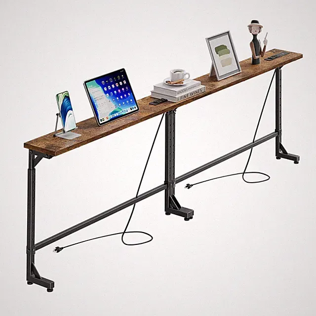 Sofa Table with outlets & USB-Ports, 78.75 Inch Narrow Console Table, Adjusta...