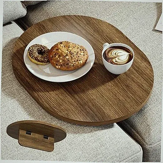 Sofa Tray Between Cushion, 15.75"x12.6" Wood 15.8" x 12.6" x 4.5" Rustic Brown