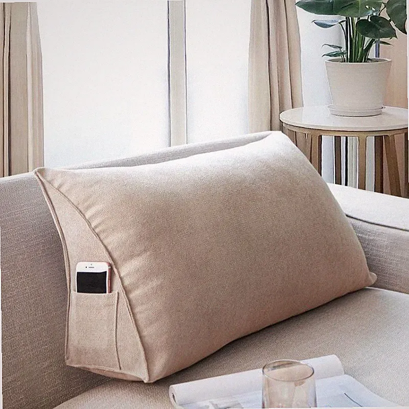 Sofa Triangle Back Cushion Cover Fleece Bed Headboard Backrest Pillow Case Soft