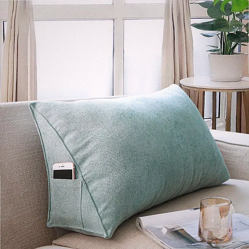 Sofa Triangle Back Cushion Cover Fleece Bed Headboard Backrest Pillow Case Soft