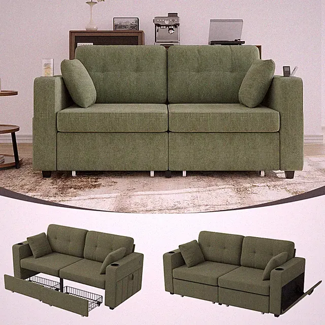 Sofas for Living Room, Couch Set,3 Seats Sofa, USB Charging,Wood Frame,Easy t