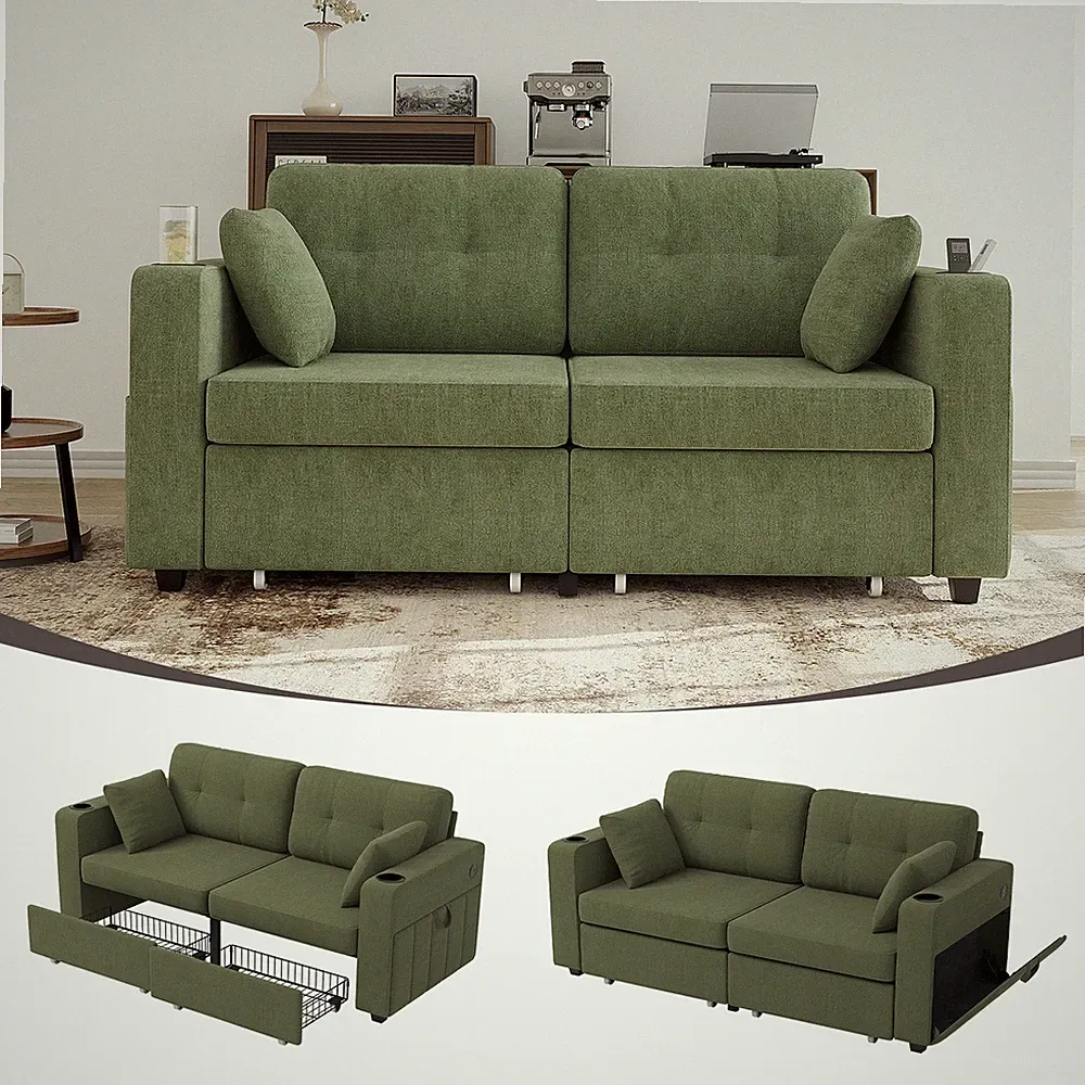 Sofas for Living Room,Couch Set,3 Seats Sofa,USB Charging,Wood Frame,Easy to In