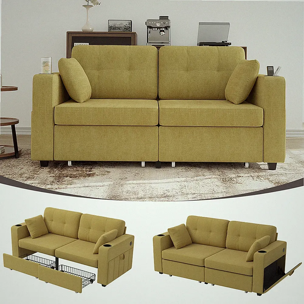 Sofas for Living Room,Couch Set,3 Seats Sofa,USB Charging,Wood Frame,Easy to Ins