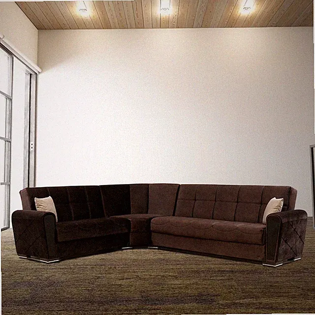 Sofia Brown Fabric Reversible Sectional Sofa