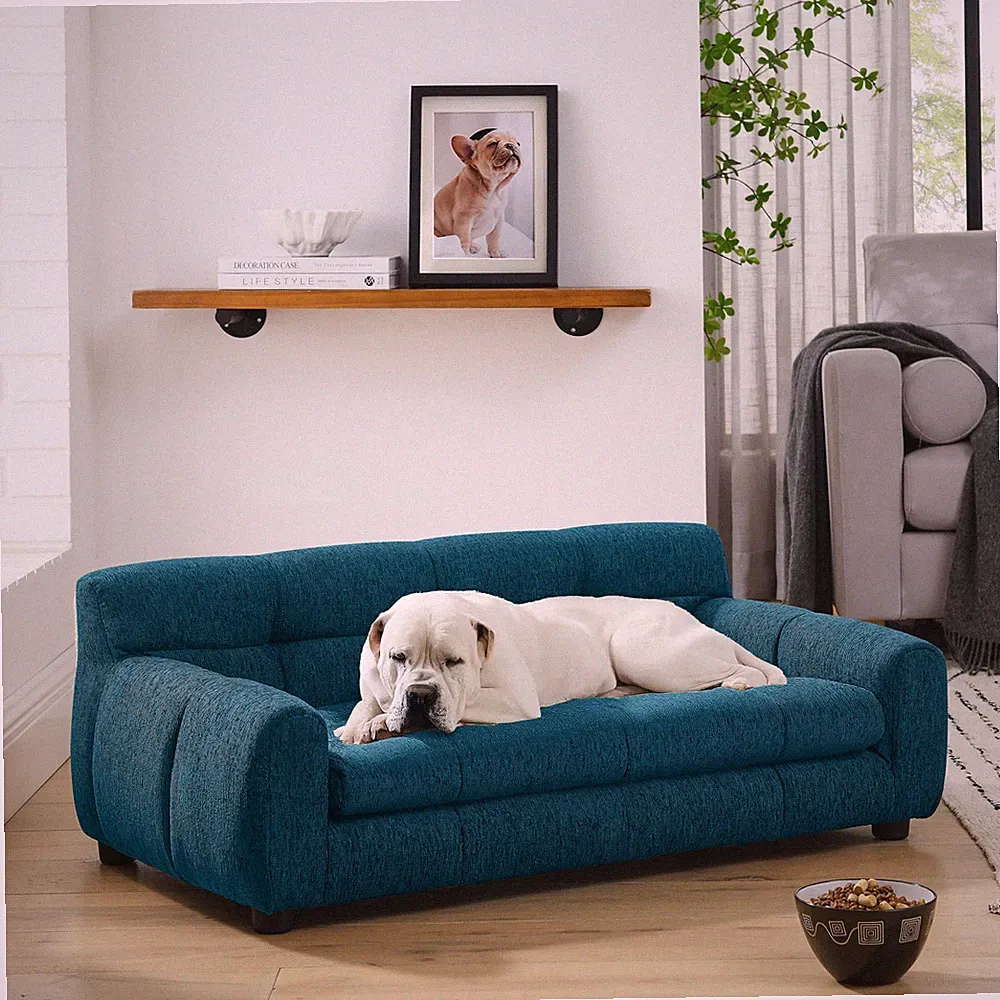 Soft and comfortable pet sofa with backrest and armrests, suitable for modern