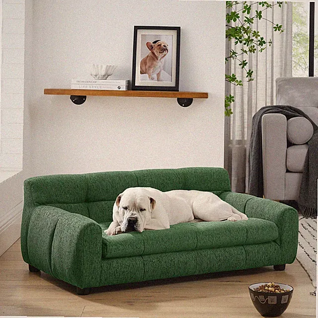 Soft and comfortable pet sofa with backrest and armrests, suitable for modern