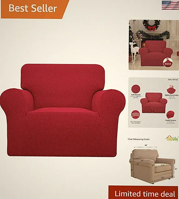 Soft and Stylish Elastic Chair Slipcover - Anti-Slip Furniture Protector in Red
