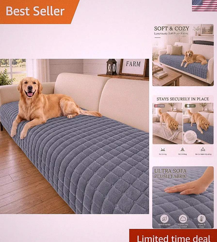 Soft and Stylish Velvet Sofa Cover for Dogs - Anti-Slip & Washable 36"x71"