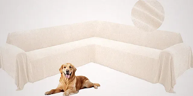 Soft Chenille Corner Sectional Couch Cover for Dogs - Washable & Non-Slip