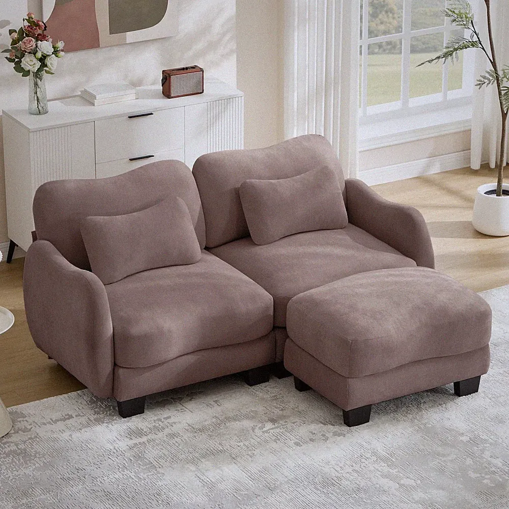 Soft Chenille Loveseat Sofa 2/3 Seat Cloud Sectional Sofa with Detachable Chaise