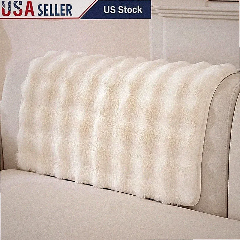 Soft Faux Fur Dog Couch Cover Non-Slip Multi-Use Machine Washable Pet Protector