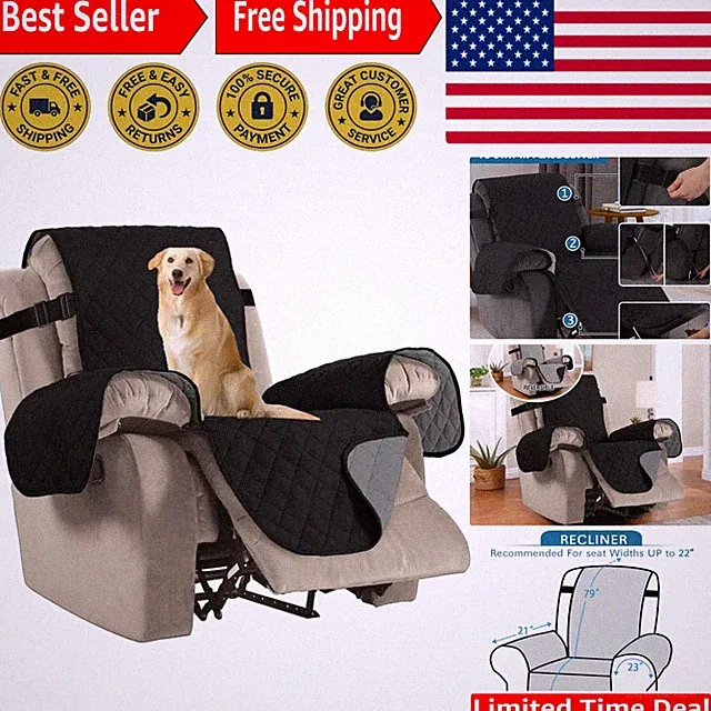 Soft Faux Suede Recliner Slipcover – Washable, Pet-Friendly, and Reversible, 22"