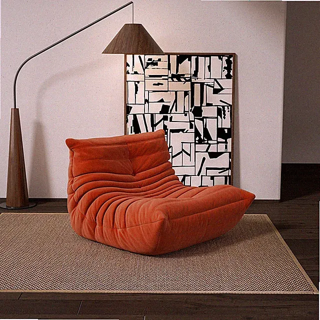 Soft Fireside Chair Lazy Floor Togo Sofa Couch Lounge Chair Suede Fabric