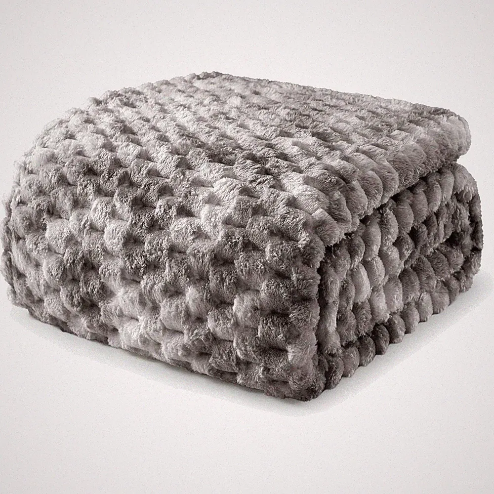 Soft Fleece Bed Throw, Cozy Sofa Blanket - Tie-dye Grey