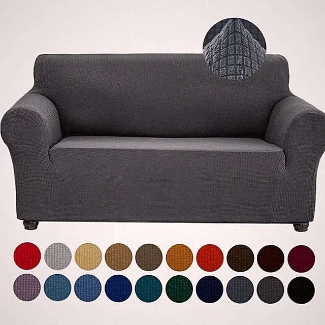 Soft Grey Stretch Sofa Cover – Waterproof Slipcover for Loveseats (55-78 in)