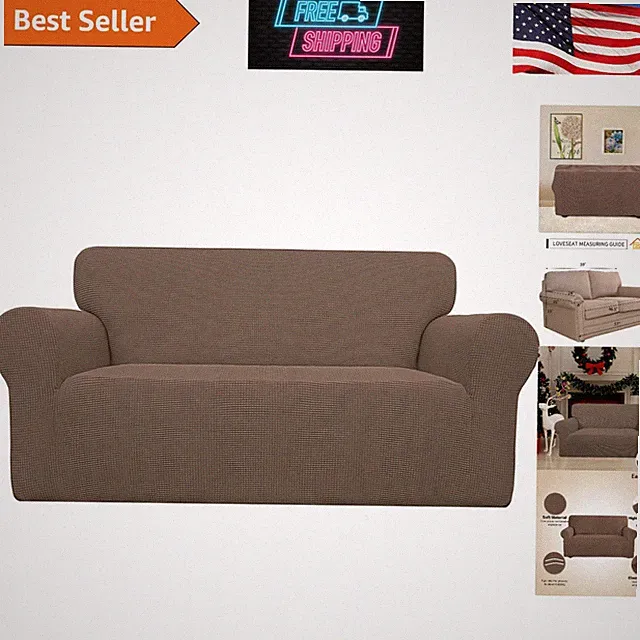 Soft Jacquard Loveseat Slipcover - Modern Checkered Design for Easy Installation