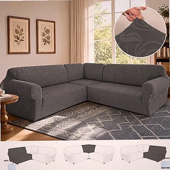 Soft Jacquard Stretch Sofa Covers For 7-Seat Sectional Corner Sofa