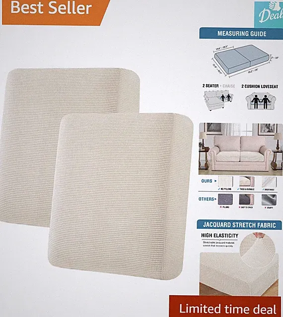 Soft, Machine Washable 2-Piece Sofa Covers - Natural Stretch Jacquard Design