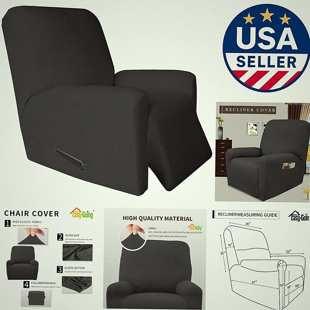 Soft Microfiber Recliner Cover Set - 4-Piece Washable Protector for Kids & Pets
