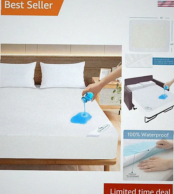 Soft & Noiseless Queen Sofa Bed Mattress Protector - Machine Washable 60"x72"