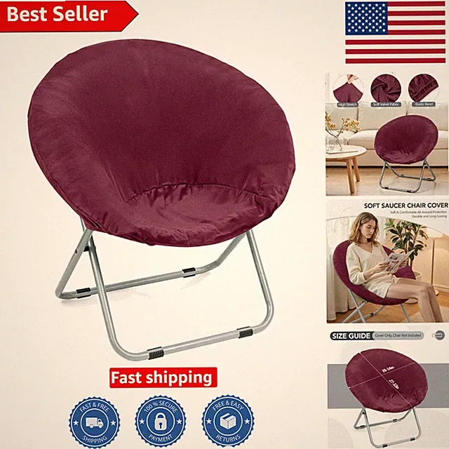 Soft Plum Velvet Saucer Chair Cover - Easy Care, Stretchy Fit for 32" Chairs