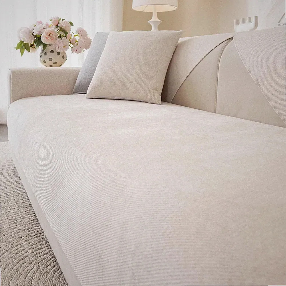 Soft Plush Couch Cover Washable, Non Slip Pluffy Sectional Sofa Covers for 3...