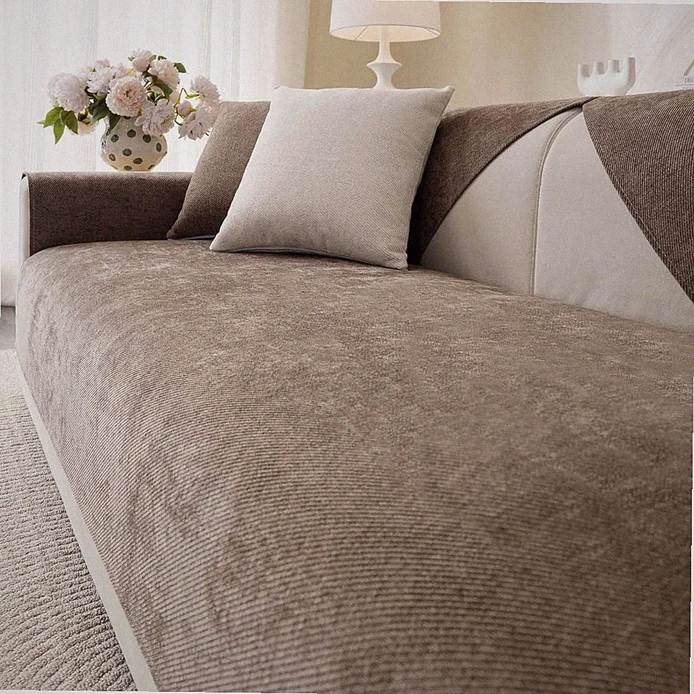 Soft Plush Couch Cover Washable, Non Slip Pluffy Sectional Sofa Covers for 3
