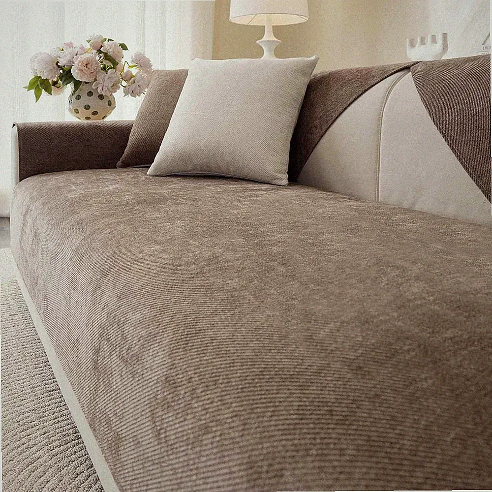 Soft Plush Couch Cover Washable Non Slip Pluffy Sectional Sofa Covers for 3