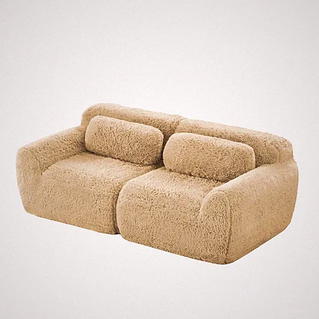 Soft Plush Fabric Modular Sectional Sofa, Ergonomic Design with High-Density