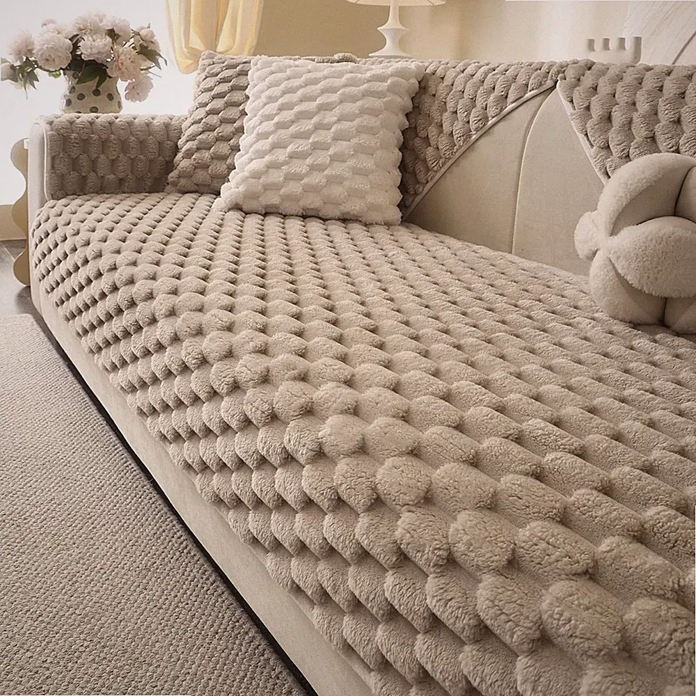 Soft Plush Faux Fur Couch Cover, Fluffy Non Slip Sectional Sofa Covers for 3...