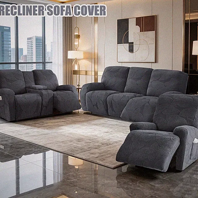 Soft plush lazy sofa elastic stretch cover, elastic jacquard anti-slip sofa cove