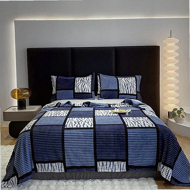 Soft Plush Plaid Throw Blanket All Season for Sofa Bed Office Travel Camping Nap