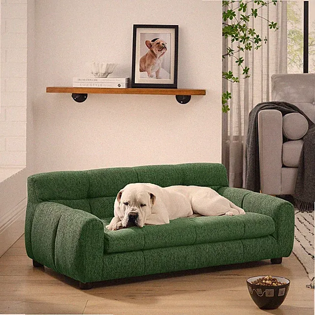 Soft Rectangular Pet Sofa w/ Backrest & Arms, backrest and armrests
